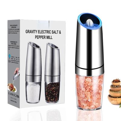 China Fashion Multifunctional Design Salt and Pepper Grinder Set Ice Jar Classic Rechargeable Pepper Grinder With Blue Light and Holder for sale