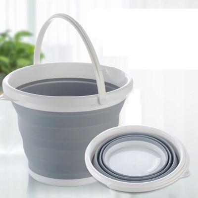 China 10L Wash Water Viable Portable Collapsible Bucket Around Bucket Silicone Folding Plastic Bucket With Carry Handle For Kitchen for sale