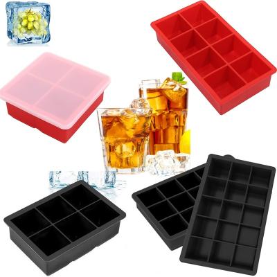 China Wholesale Sustainable Easy Release Silicone Square Ice Cube Tray Combo Molds For Freezer With Lid for sale