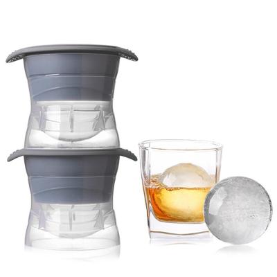 China Viable Durable Ice Ball Molds Big Round Plastic Reusable Plastic Ice Mold Ice Cube Trays Balls Makers With Lids for sale