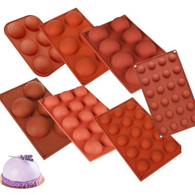 China Viable Mold 6 Cavities Silicone Cake Mold 6 Cavities Food Grade Half Ball Sphere Chocolate Silicone Mold For Ice Cream Cake Decorating Supplies for sale