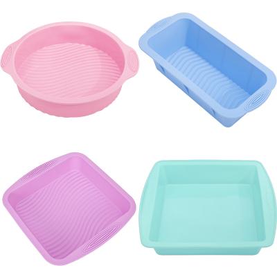 China Viable Wholesale Silicone Non-Stick Molds Square Bakeware Sets Round Silicone Baking Mold For Cake Bread Pan Toast Mold for sale