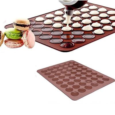 China Food Grade Viable Wholesale Heat Resistant Reusable Food Safe Silicone 48 Hole Macarons Nonstick Baking Mat for sale