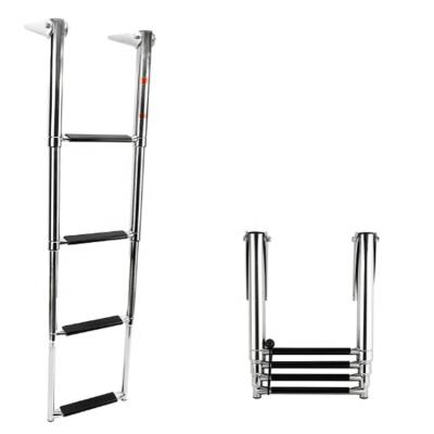 China Folding Ladders Marine 304 Stainless Steel 4 Step Boat Box Ladder Telescopic Boat Ladder for sale