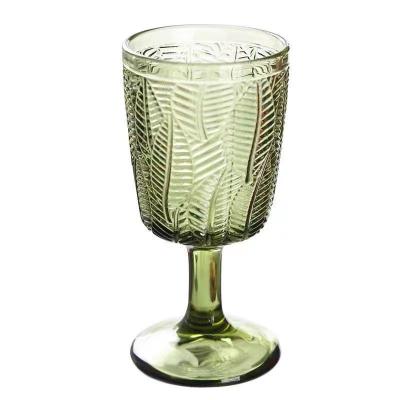 China European-style colored leaf goblet hotel wine glass goblet retro wedding champagne glass thickened red wine goblet glass glasses for sale