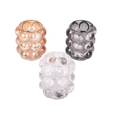 China ECO-frendly Creative Crystal Glass Brush Jar Clear Bubble Glass Candle Jars Amber Glass Storage Jars Supplier for sale