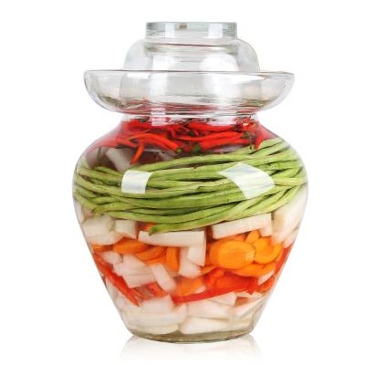 China Transparent Home Storage Freshness Storage Kimchi Canister Glass Jar Glass Jar Thickened Kimchi Pickled Pepper Glass Jar With Lid for sale