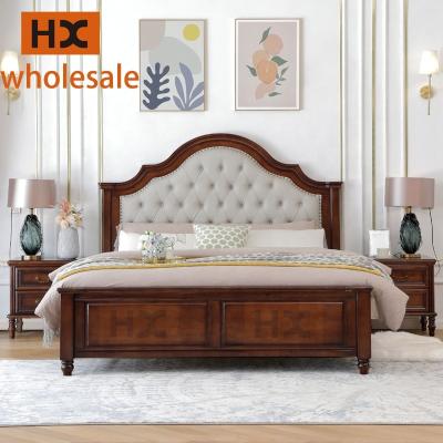 China Factory Wholesale Price American Style Wooden Beds Bedroom Beds Solid Wood Queen Queen Size Bed for sale