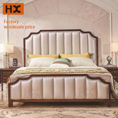 China Factory Price American Style Single Beds Wholesale Price Single Wooden Beds Set Bedroom Solid Wood Queen Queen Size Bed for sale