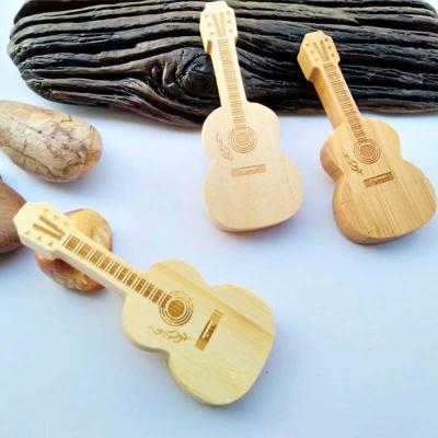 China Hot Selling Environmental Protection Wood Creative Green Wooden Flash Durable Customization USB Guitar Flash Drive 128GB 256GB for sale