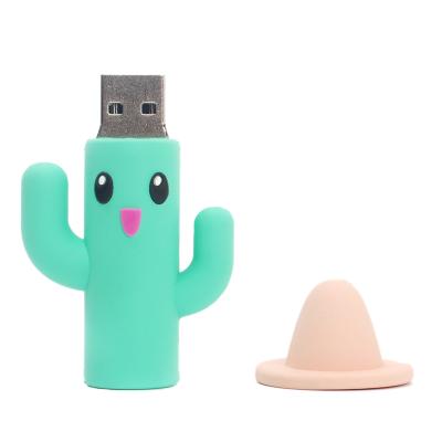 China PVC Green Cactus Shape USB Soft 2.0 Custom PVC USB Flash Pen Drive 4GB for sale