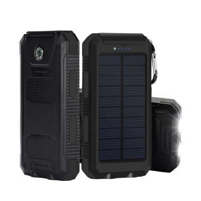 China Solar Panel Charge Circuit Outdoor Solar Power Bank 10000mah Waterproof Portable Solar Charger Dual USB Outdoor Travel Cell Phone Solar Powerbank for sale