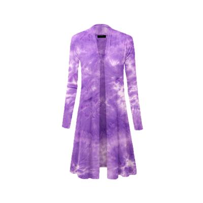 China Anti-wrinkle autumn clothing for women long cardigan for ladies tie dye long sleeve tops for girls plus size coats for sale