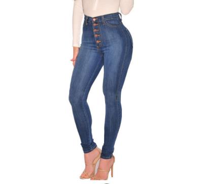 China Breathable Fashion Cotton Fabrics Slim Fit Blue Jeans Mujer Plus Waisted Jeans High Waist Jeans Womens Pants for sale