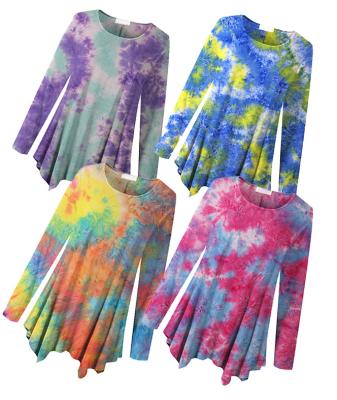 China Anti-Wrinkle Wholesale Fashion Ladies Tops Elegant Autumn Tunic Long Sleeves Tie Dye Shirts Blouse Women Coats for sale