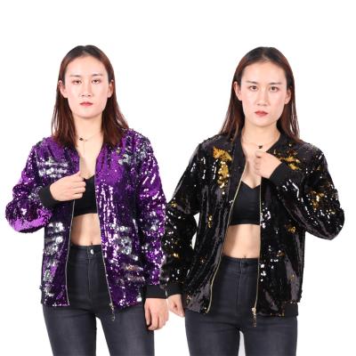 China Women's Clothing Running Women's Clothing QUICK DRY Lightweight Top Sequin Jacket Crewneck Women's Long Sleeve Zipper Sequin Jackets for sale