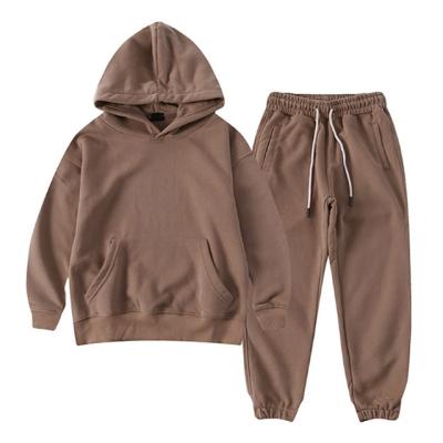 China Casual Boy's Cotton Sweatshirt Hoodie And Jogger Set Crewneck With Kangaroo Pocket Joggers Kids Unisex Joggers Wholesale for sale