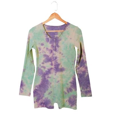 China 2020 New Design Autumn Children's Casual Clothing Sets Long Sleeve 100% Cotton Fabric O-neck Tie Dye Baby Romper for sale