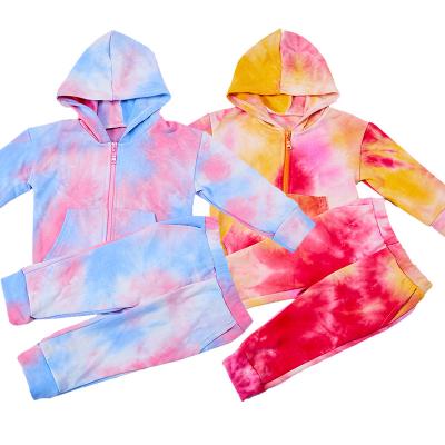 China OEM Casual Toddler Girls Clothes Set Toddler Jogging Hoodie Sweatsu Kids Casual Baby Sweatsuit And Pants Tie Dye for sale