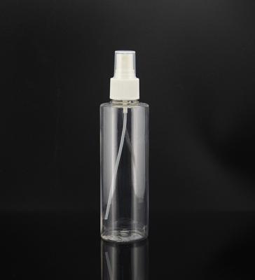 China 200ml Clear Transparent Cylinder Plastic Pet Bottle With Mist Sprayer for sale