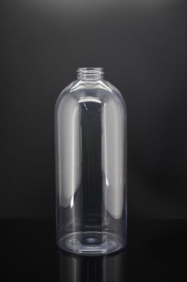 China 1 Litre / 1000ml Boston Round Empty Cosmetic Bottles Transparent Pet Bottle With Screw Cap for sale