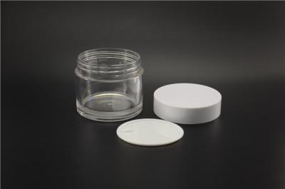 China tarros de la crema del plástico transparente 80ml con el casquillo blanco, empaquetado grueso de la mantequilla del cuerpo de la pared PETG en venta