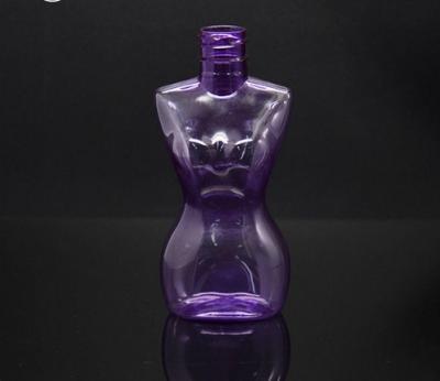 China 100ml Purple Cosmetic Packaging Bottles For Shampoo Container , Human Shaped for sale