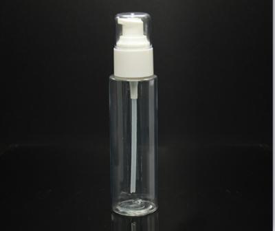 China 90ML Cosmetic Plastic Bottles With Cylinder And Carry Pump / Transparent Empty Cosmetic Containers for sale