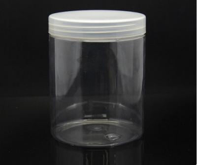 China Big Transparent Clear Pet Jars 600g Capacity White Cap Silk Screen printing for sale