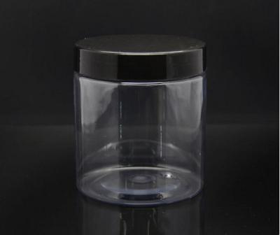 China Over Molded 400g Plastic Cream Jar / Pet Plastic Jar With Black Screw Cap for sale