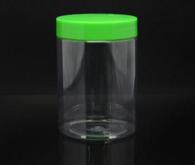 China 300G Clear Pet Jars With Green Screw Cap / Safety Clear Plastic Jars Snake Packing for sale