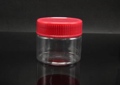 China 110ml cosmetic clear PET jars with red lid for sale