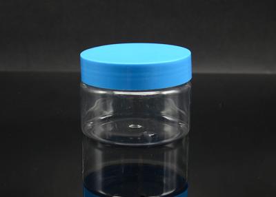 China 4oz cosmetic clear PET jars with blue lid for sale