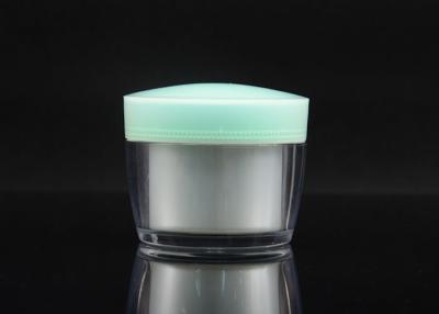 China 50g Cosmetic Clear Pet Jars With Green Lid , Round Plastic Containers for sale