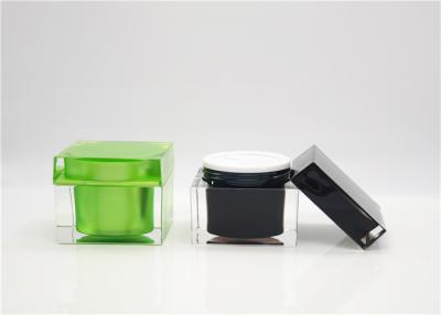 China 30g / 50g Green acrylic cosmetic containers face cream packaging for sale