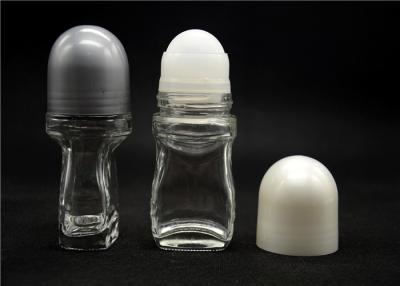 China Clear Glass Roll On Bottles empty deodorant containers with PP Cap for sale