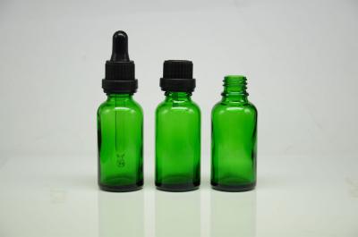 China 1oz Green Blue Glass Empty Essential Oil Bottles , 30ml Serum Dropper Bottle for sale