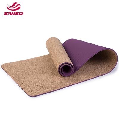 China Cork Tape 9mm OEM Custom Non Slip Cork Eco Friendly Rubber Yoga Mat With Double Layer for sale