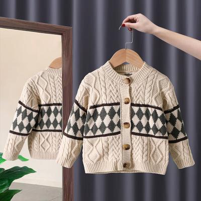 China Autumn Anti-Pilling Children's Baby Retro Fashion Style Western Girls Knitted Cardigan for sale