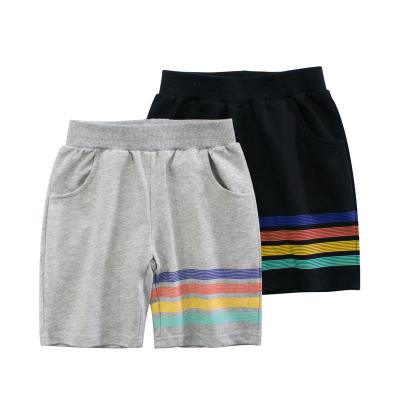 China Anti-wrinkle boys summer fashionable rainbow stripe new shorts sports casual five-point pants comfortable sweat-absorbing shorts for sale