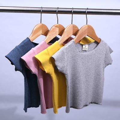 China Summer QUICK DRY new products for boys and girls baby stretch knitted cotton basing shirt children's T-shirt short sleeves for sale