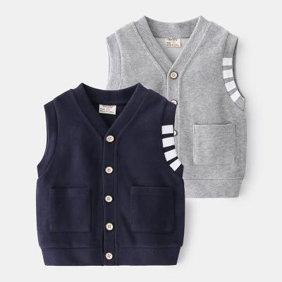 China New Breathable Boy Knitted Stripe Vest Fashion Trend Gentleman Two Small Color Vest College Optional Style for sale