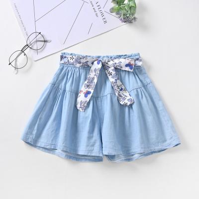 China 2021 Summer Season Girls Edition Breathable Denim Shorts Solid Color Light Weight Shorts CUHK Girls Shorts for sale