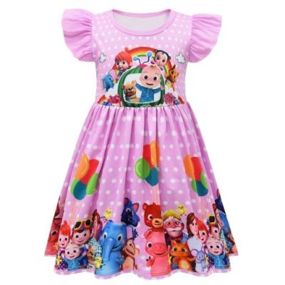 China Middle Girls Anti-static Dresses and Little Kids Children's Short Sleevepuff Dress BabyCartoon Pattern Short Dresses for sale