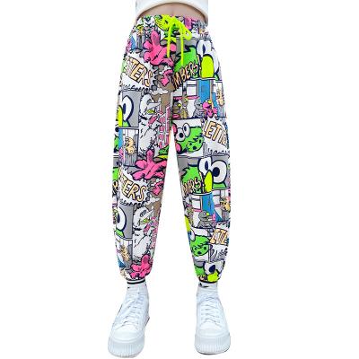 China Anti-pilling Wholesale 2021 New Design Hip Hop Girls Pants Fashion Cartoon Printing Wear Causal Children's Clothing Pants Girls for sale