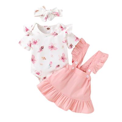 China Factory wholesale INS Amazon romper strap skirt breathable hot selling two-piece set kids for sale