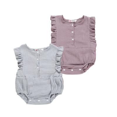 China 2021 cotton summer new solid color cotton romper one-piece funky triangle baby linen romper for sale