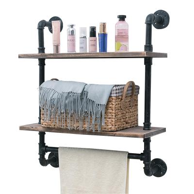 China High Quality Rustic Industrial Rustic Gray Materials Wall Bathroom Rack Metal for sale