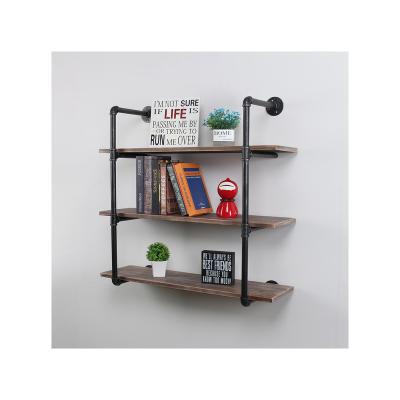 China Decorative Rustic Industrial Modern 3-Tier Wooden Shelf Storage For Living Room Home Office Bookcase Shelf for sale