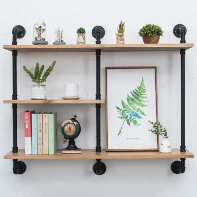 China Custom Wall Shelf Bracket Hanging Floating Shelf Rack Pine Design Iron Bookshelf Industrial Rustic Solid Nordic Home Storage for sale